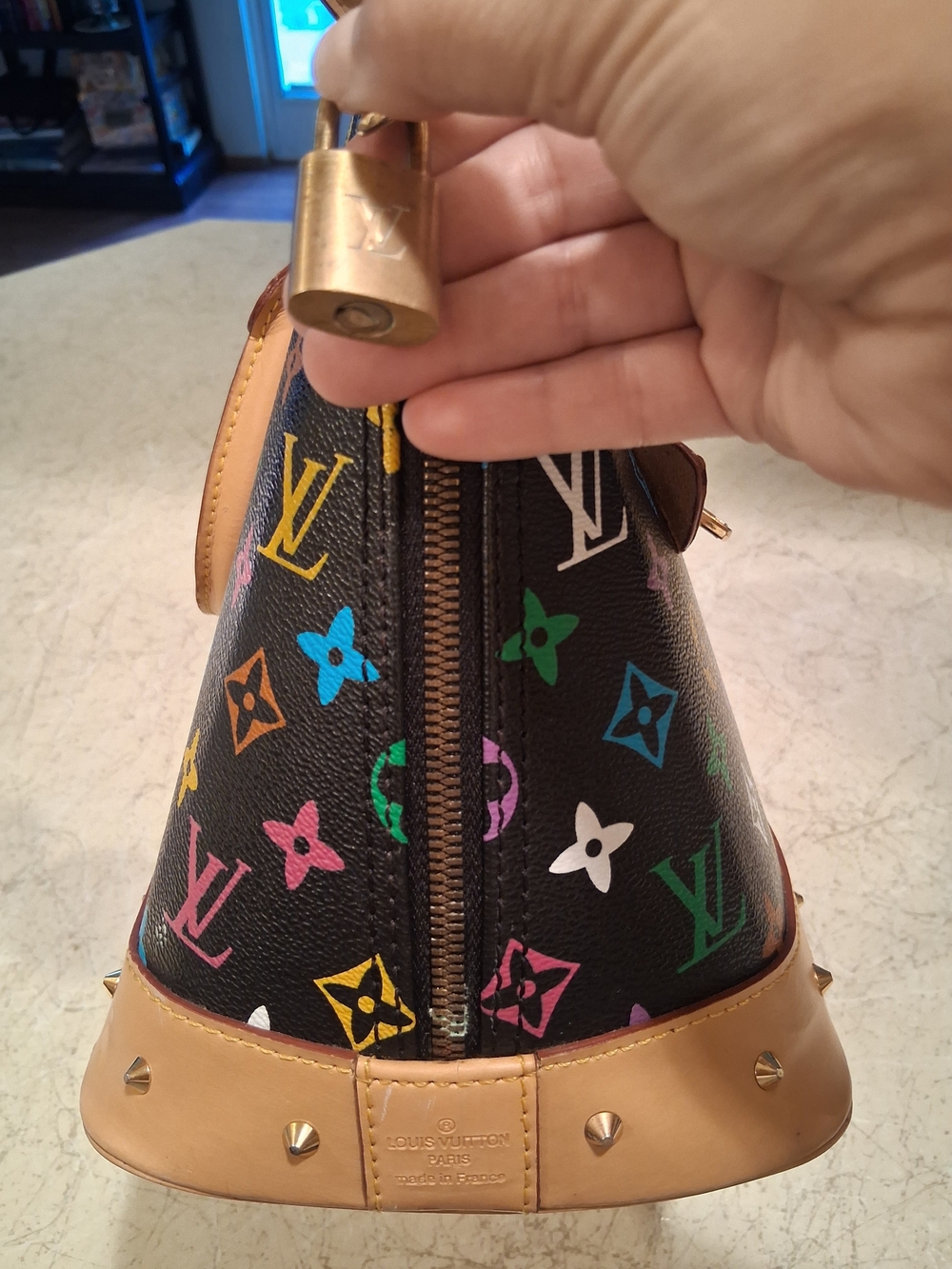 Louis Vuitton Black Murakami Multicolor Monogram Alma with Natural Leather Trim - Picture 6 of 16